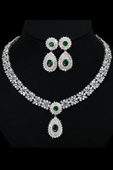 emerald green Crystal Necklace Earring Jewelry Set Mychicdress